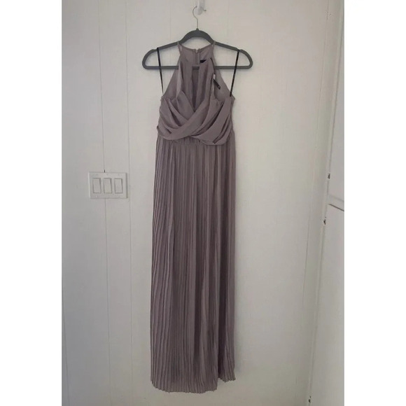 TFNC Bridesmaid Pleated Chiffon Maxi Dress, Lavender grey, ASOS, Size 10, halter - Picture 1 of 7